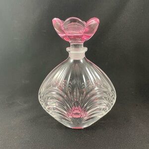 Vintage Crystal Perfume Bottle with Flower Stopper